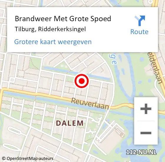 Locatie op kaart van de 112 melding: Brandweer Met Grote Spoed Naar Tilburg, Ridderkerksingel op 13 februari 2022 05:33