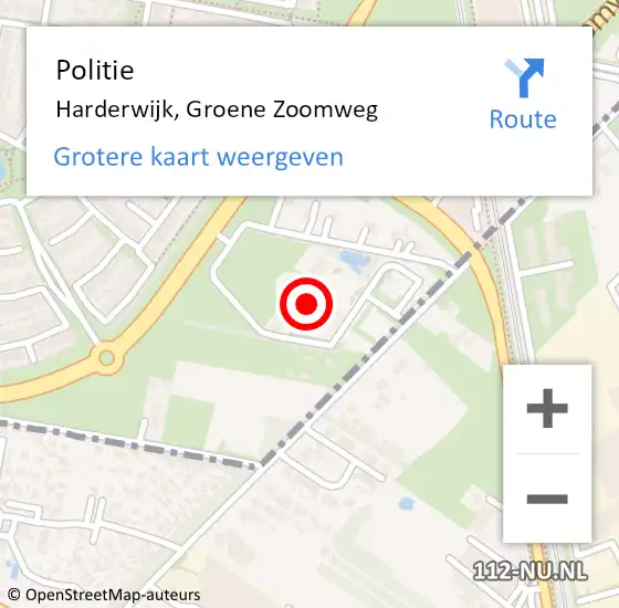 Locatie op kaart van de 112 melding: Politie Harderwijk, Groene Zoomweg op 13 februari 2022 05:49