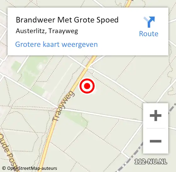 Locatie op kaart van de 112 melding: Brandweer Met Grote Spoed Naar Austerlitz, Traayweg op 13 februari 2022 06:05