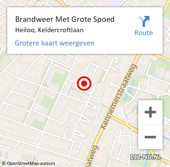 Locatie op kaart van de 112 melding: Brandweer Met Grote Spoed Naar Heiloo, Keldercroftlaan op 13 februari 2022 06:23