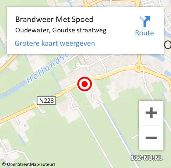 Locatie op kaart van de 112 melding: Brandweer Met Spoed Naar Oudewater, Goudse straatweg op 13 februari 2022 06:27