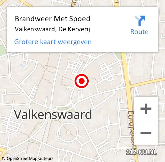 Locatie op kaart van de 112 melding: Brandweer Met Spoed Naar Valkenswaard, De Kerverij op 13 februari 2022 07:18