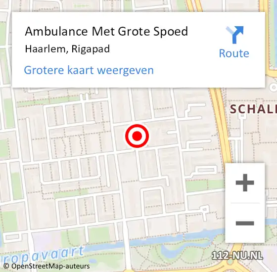 Locatie op kaart van de 112 melding: Ambulance Met Grote Spoed Naar Haarlem, Rigapad op 13 februari 2022 07:59