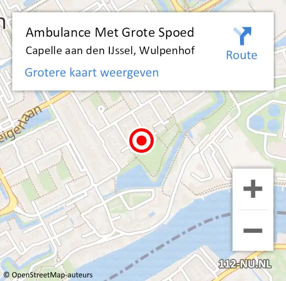 Locatie op kaart van de 112 melding: Ambulance Met Grote Spoed Naar Capelle aan den IJssel, Wulpenhof op 13 februari 2022 08:38