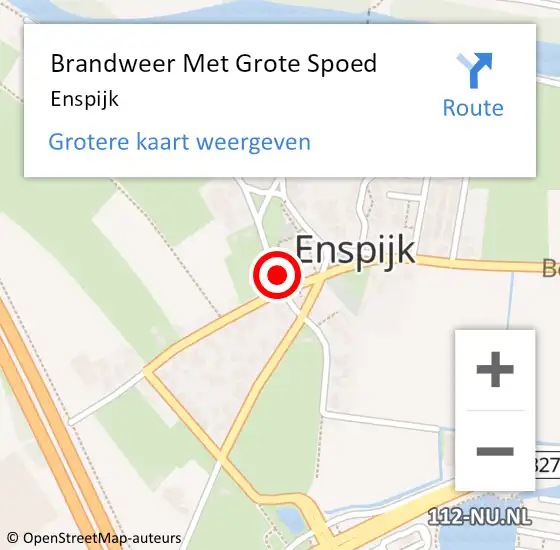 Locatie op kaart van de 112 melding: Brandweer Met Grote Spoed Naar Enspijk op 13 februari 2022 09:17