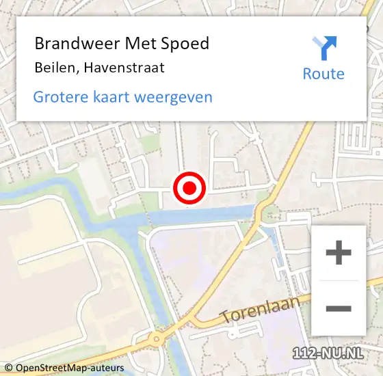 Locatie op kaart van de 112 melding: Brandweer Met Spoed Naar Beilen, Havenstraat op 13 februari 2022 09:19