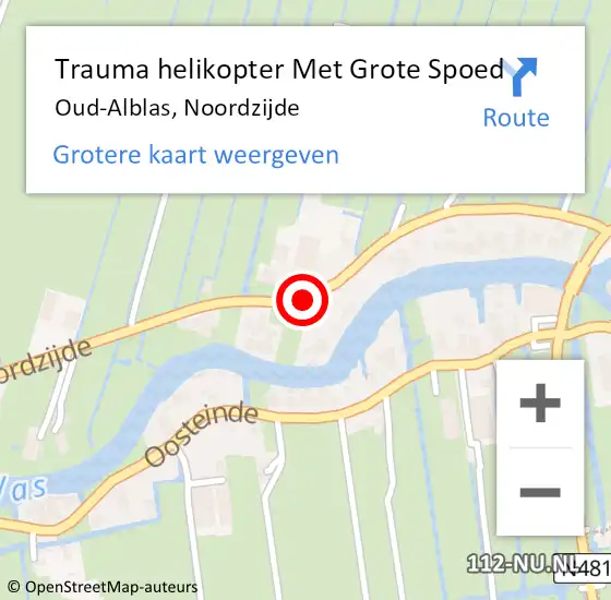 Locatie op kaart van de 112 melding: Trauma helikopter Met Grote Spoed Naar Oud-Alblas, Noordzijde op 13 februari 2022 09:22