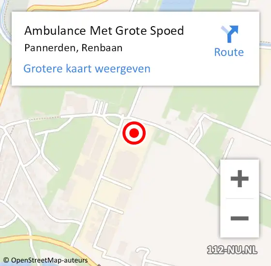 Locatie op kaart van de 112 melding: Ambulance Met Grote Spoed Naar Pannerden, Renbaan op 13 februari 2022 09:57