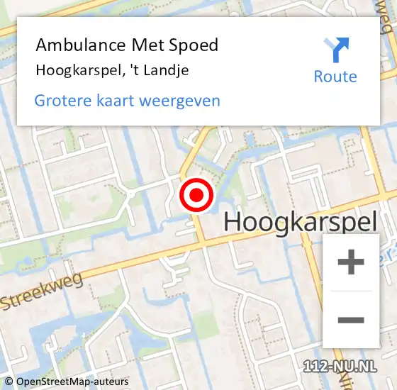 Locatie op kaart van de 112 melding: Ambulance Met Spoed Naar Hoogkarspel, 't Landje op 13 februari 2022 09:59