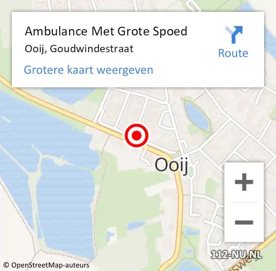 Locatie op kaart van de 112 melding: Ambulance Met Grote Spoed Naar Ooij, Goudwindestraat op 13 februari 2022 10:04