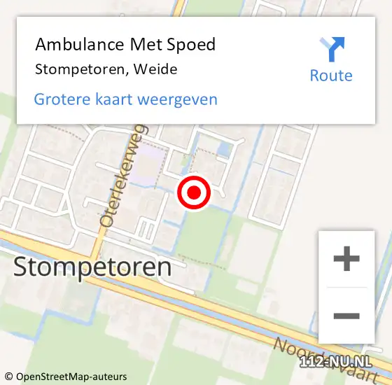 Locatie op kaart van de 112 melding: Ambulance Met Spoed Naar Stompetoren, Weide op 13 februari 2022 10:07