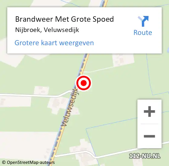 Locatie op kaart van de 112 melding: Brandweer Met Grote Spoed Naar Nijbroek, Veluwsedijk op 13 februari 2022 10:27