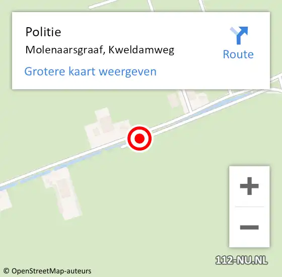 Locatie op kaart van de 112 melding: Politie Molenaarsgraaf, Kweldamweg op 13 februari 2022 10:38