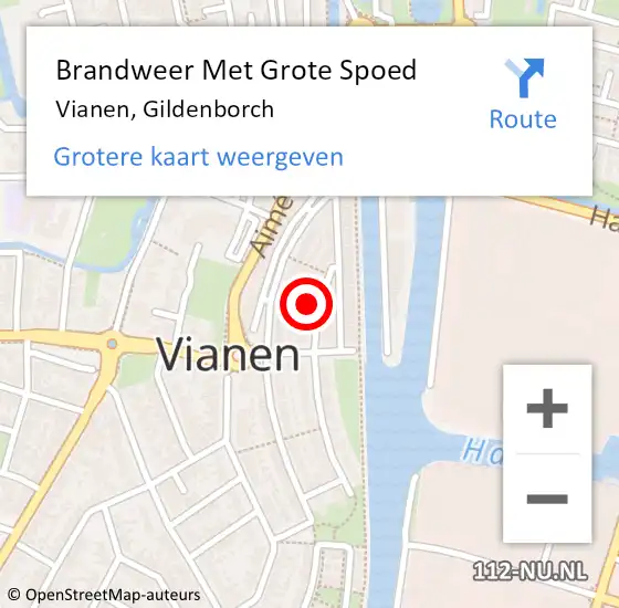 Locatie op kaart van de 112 melding: Brandweer Met Grote Spoed Naar Vianen, Gildenborch op 13 februari 2022 10:56