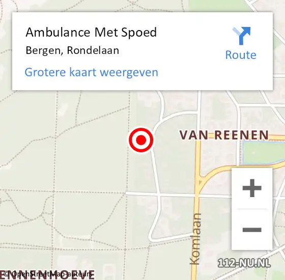 Locatie op kaart van de 112 melding: Ambulance Met Spoed Naar Bergen, Rondelaan op 13 februari 2022 11:03