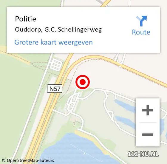 Locatie op kaart van de 112 melding: Politie Ouddorp, G.C. Schellingerweg op 13 februari 2022 11:11