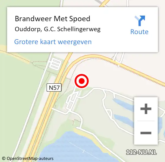 Locatie op kaart van de 112 melding: Brandweer Met Spoed Naar Ouddorp, G.C. Schellingerweg op 13 februari 2022 11:12