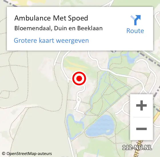 Locatie op kaart van de 112 melding: Ambulance Met Spoed Naar Bloemendaal, Duin en Beeklaan op 13 februari 2022 11:23