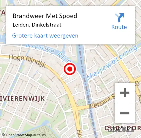 Locatie op kaart van de 112 melding: Brandweer Met Spoed Naar Leiden, Dinkelstraat op 13 februari 2022 11:37