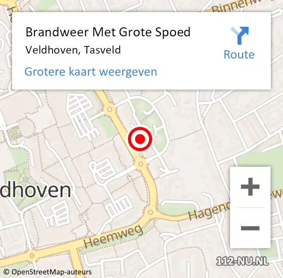 Locatie op kaart van de 112 melding: Brandweer Met Grote Spoed Naar Veldhoven, Tasveld op 13 februari 2022 11:37