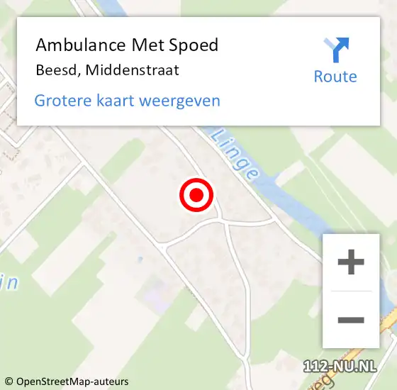 Locatie op kaart van de 112 melding: Ambulance Met Spoed Naar Beesd, Middenstraat op 13 februari 2022 11:37