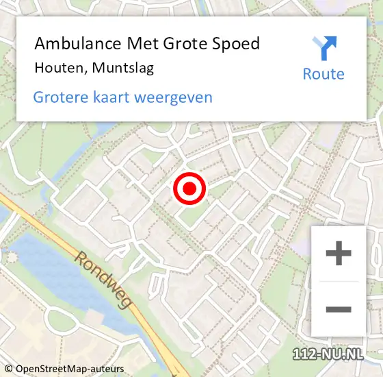 Locatie op kaart van de 112 melding: Ambulance Met Grote Spoed Naar Houten, Muntslag op 8 juli 2014 07:46