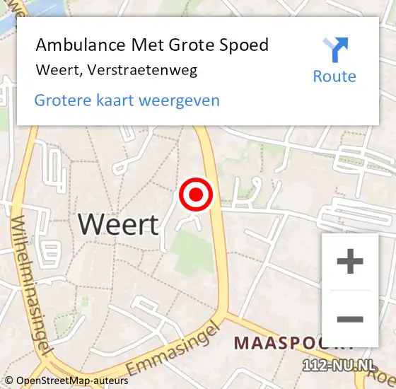 Locatie op kaart van de 112 melding: Ambulance Met Grote Spoed Naar Weert, Verstraetenweg op 13 februari 2022 11:59