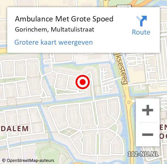 Locatie op kaart van de 112 melding: Ambulance Met Grote Spoed Naar Gorinchem, Multatulistraat op 13 februari 2022 12:25