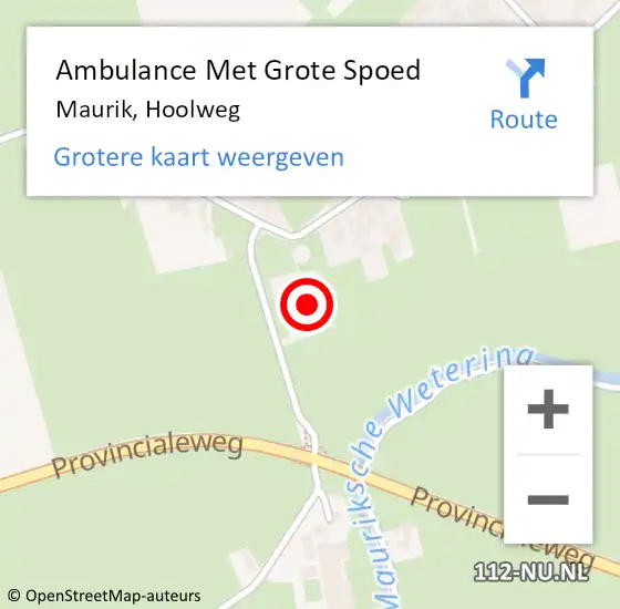 Locatie op kaart van de 112 melding: Ambulance Met Grote Spoed Naar Maurik, Hoolweg op 13 februari 2022 12:27