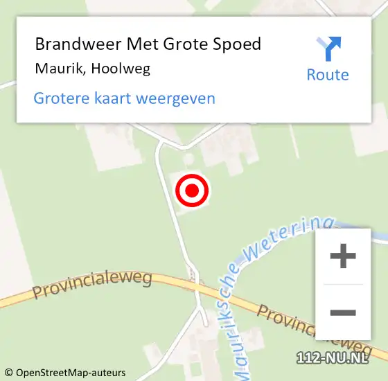 Locatie op kaart van de 112 melding: Brandweer Met Grote Spoed Naar Maurik, Hoolweg op 13 februari 2022 12:28