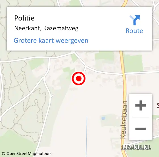 Locatie op kaart van de 112 melding: Politie Neerkant, Kazematweg op 13 februari 2022 12:38