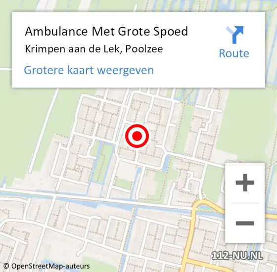 Locatie op kaart van de 112 melding: Ambulance Met Grote Spoed Naar Krimpen aan de Lek, Poolzee op 13 februari 2022 12:54