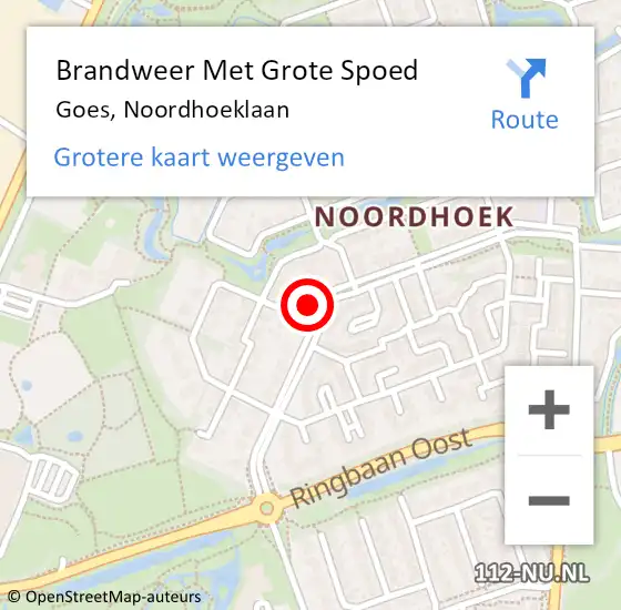 Locatie op kaart van de 112 melding: Brandweer Met Grote Spoed Naar Goes, Noordhoeklaan op 13 februari 2022 12:58