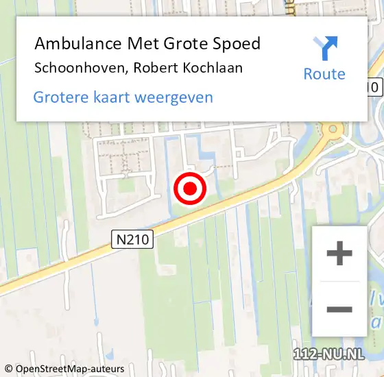 Locatie op kaart van de 112 melding: Ambulance Met Grote Spoed Naar Schoonhoven, Robert Kochlaan op 13 februari 2022 13:21