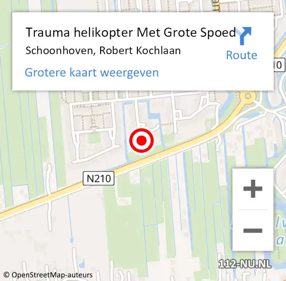 Locatie op kaart van de 112 melding: Trauma helikopter Met Grote Spoed Naar Schoonhoven, Robert Kochlaan op 13 februari 2022 13:22