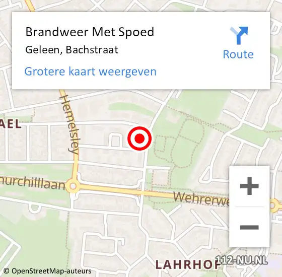 Locatie op kaart van de 112 melding: Brandweer Met Spoed Naar Geleen, Bachstraat op 13 februari 2022 13:47