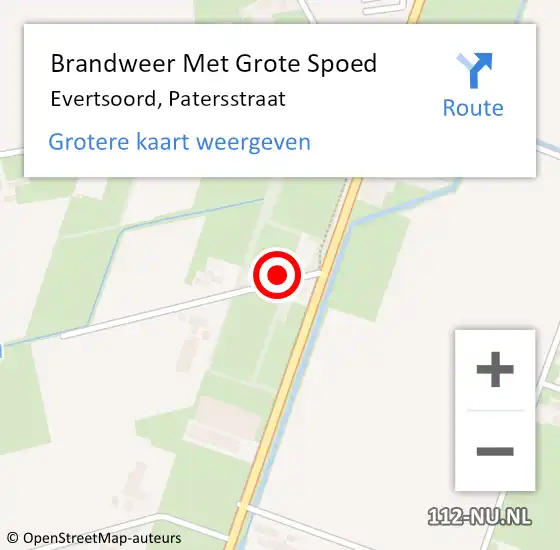 Locatie op kaart van de 112 melding: Brandweer Met Grote Spoed Naar Evertsoord, Patersstraat op 13 februari 2022 13:52