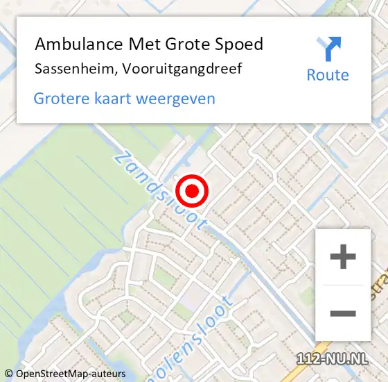 Locatie op kaart van de 112 melding: Ambulance Met Grote Spoed Naar Sassenheim, Vooruitgangdreef op 13 februari 2022 14:26