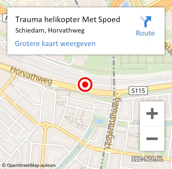 Locatie op kaart van de 112 melding: Trauma helikopter Met Spoed Naar Schiedam, Horvathweg op 13 februari 2022 14:33