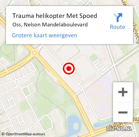 Locatie op kaart van de 112 melding: Trauma helikopter Met Spoed Naar Oss, Nelson Mandelaboulevard op 13 februari 2022 14:38