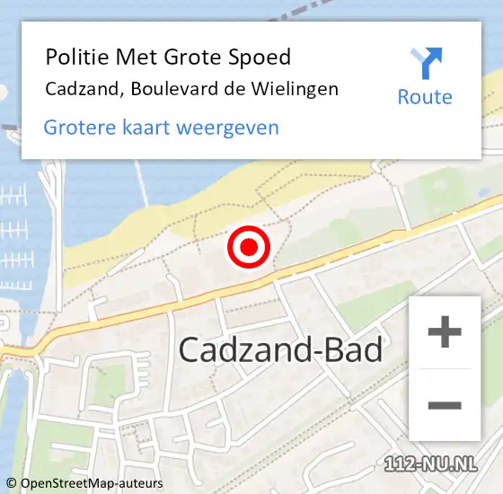 Locatie op kaart van de 112 melding: Politie Met Grote Spoed Naar Cadzand, Boulevard de Wielingen op 13 februari 2022 14:59