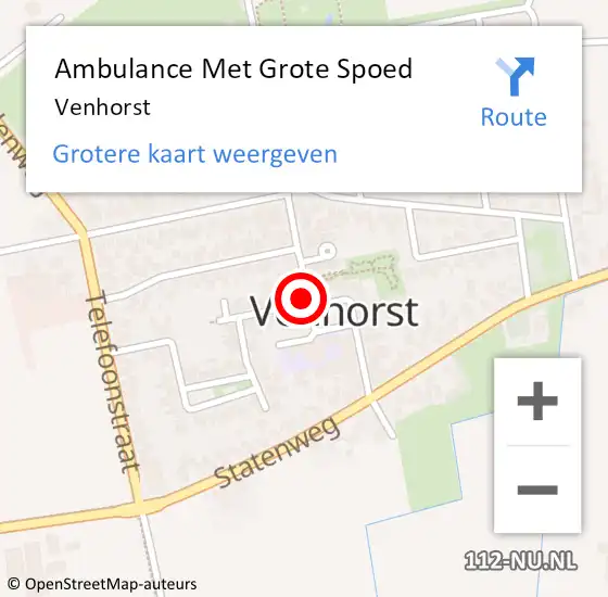 Locatie op kaart van de 112 melding: Ambulance Met Grote Spoed Naar Venhorst op 13 februari 2022 15:20