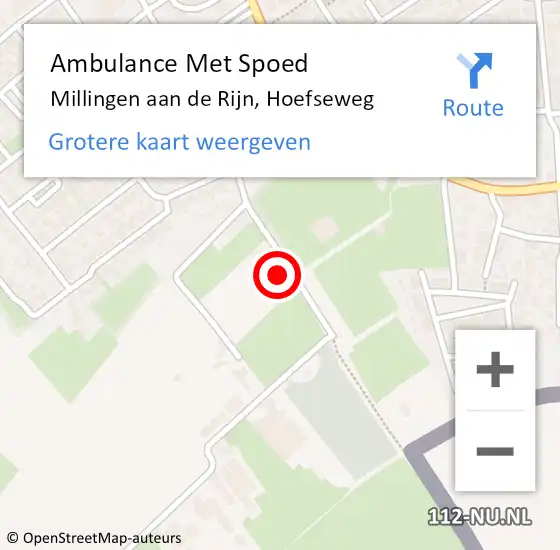 Locatie op kaart van de 112 melding: Ambulance Met Spoed Naar Millingen aan de Rijn, Hoefseweg op 13 februari 2022 15:36