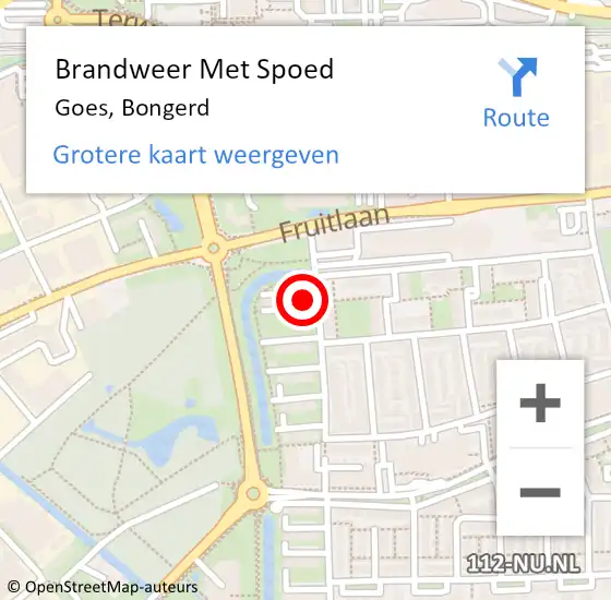 Locatie op kaart van de 112 melding: Brandweer Met Spoed Naar Goes, Bongerd op 13 februari 2022 15:50