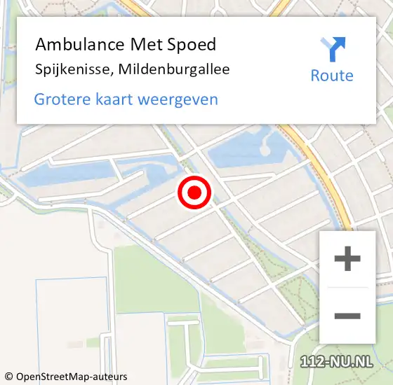 Locatie op kaart van de 112 melding: Ambulance Met Spoed Naar Spijkenisse, Mildenburgallee op 13 februari 2022 16:14