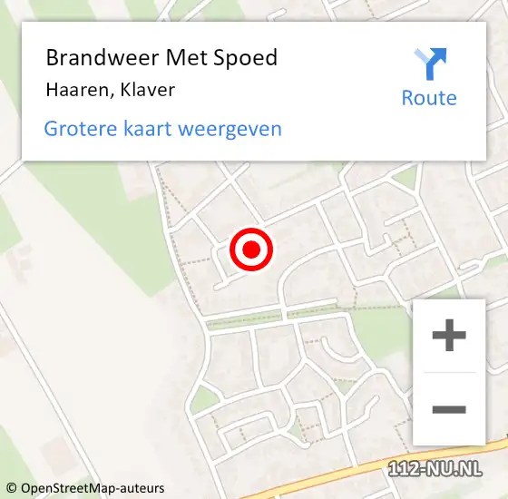 Locatie op kaart van de 112 melding: Brandweer Met Spoed Naar Haaren, Klaver op 13 februari 2022 16:26