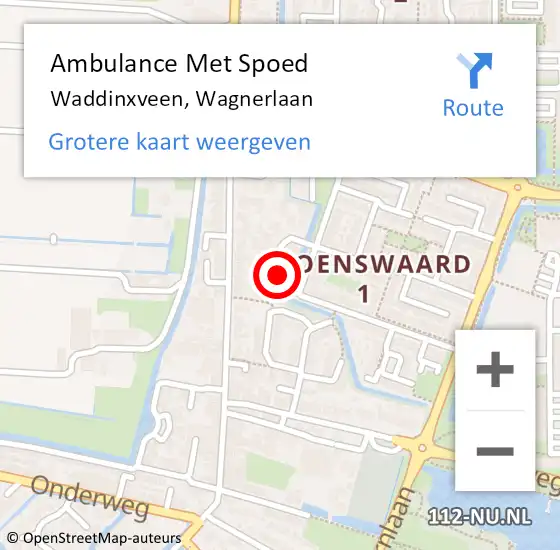 Locatie op kaart van de 112 melding: Ambulance Met Spoed Naar Waddinxveen, Wagnerlaan op 13 februari 2022 16:42