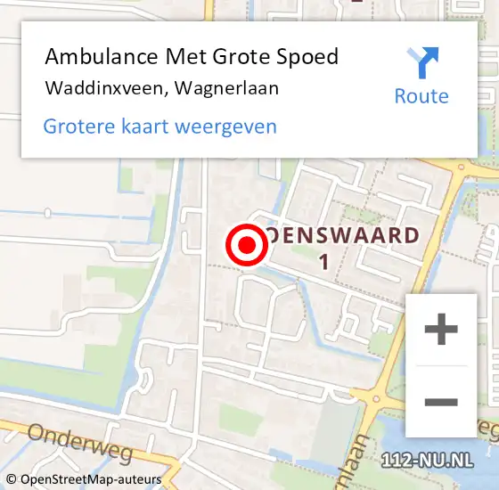 Locatie op kaart van de 112 melding: Ambulance Met Grote Spoed Naar Waddinxveen, Wagnerlaan op 13 februari 2022 16:45