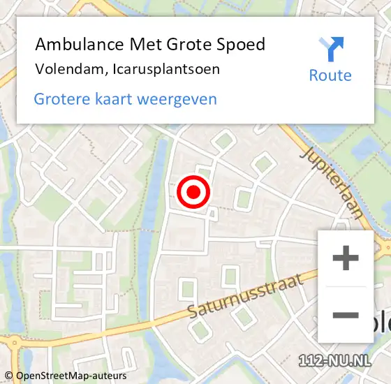Locatie op kaart van de 112 melding: Ambulance Met Grote Spoed Naar Volendam, Icarusplantsoen op 13 februari 2022 16:57