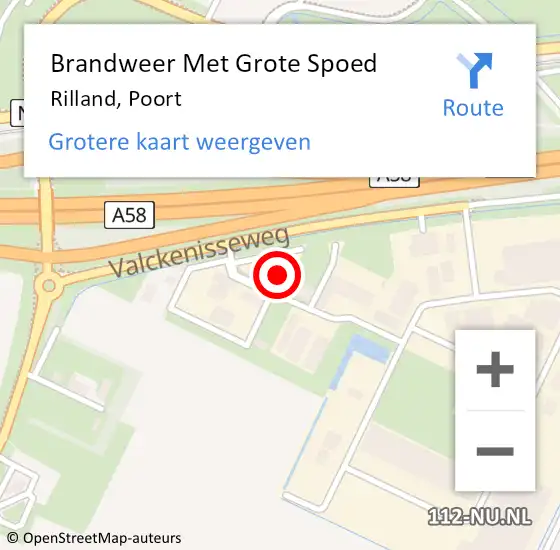 Locatie op kaart van de 112 melding: Brandweer Met Grote Spoed Naar Rilland, Poort op 8 juli 2014 08:28